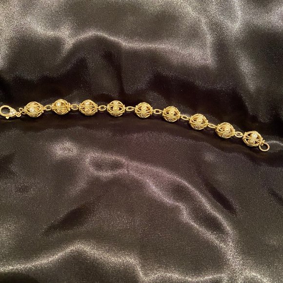 ** HP ** Judith Ripka 14K Yellow Gold-Clad Sterling Silver Truffle Bead Bracelet - Picture 5 of 5